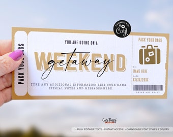 Editable Weekend Getaway Trip Ticket Template (Instant Download)