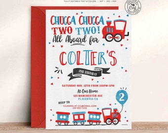 Train 2nd Birthday Invitation: Editable Choo Choo Party (Digital Download)