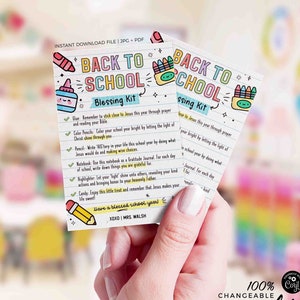 Back to School Blessing Kit Tag INSTANT DOWNLOAD Survival Kit Card Printable First Day School template Editable Gift Teacher Sunday School