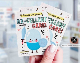 Pharmacy Week Gift Tag: Editable RX Thank You (Instant Download)