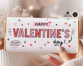 Envoltorio imprimible para chocolate de San Valentín: envoltorio de dulces para San Valentín, descarga instantánea.