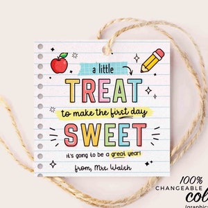 Welcome Back To School Gift Tag EDITABLE First Day of School gift from Teacher Little Treat Cookies Gift Label Sticker INSTANT DOWNLOAD