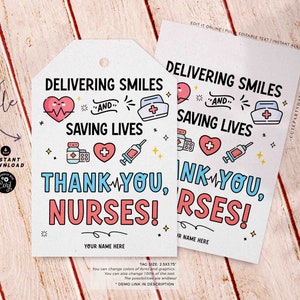 Nurses Week Gift Tags: Editable Appreciation Printables (Instant Download)