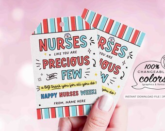Nurses Week Gift Tags: Editable Appreciation Gifts (Instant Download)
