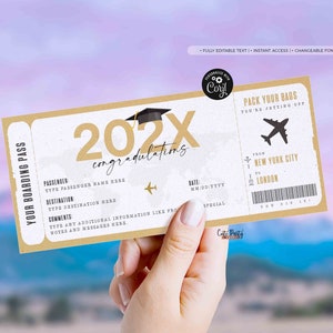 Bearbeitbare Graduierung Bordkarte Vorlage Überraschungsreise Geschenk Ticket Glückwünsche Gefälschte Flugticket Reise Gutschein #193 SOFORTIGER DOWNLOAD