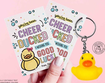 Editable You've been Cheer Ducked Tag, Cheerleader good luck treat tag, Cheer Team Printable Duck Tag, Cheer Gift ideas INSTANT DOWNLOAD