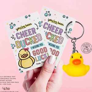 Editable You've been Cheer Ducked Tag, Cheerleader good luck treat tag, Cheer Team Printable Duck Tag, Cheer Gift ideas INSTANT DOWNLOAD