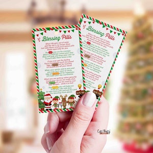Christmas Blessing pills Poem Tag INSTANT DOWNLOAD Santa Teacher Staff School Appreciation Thank You Chocolate Candy Gift Tag favors 600