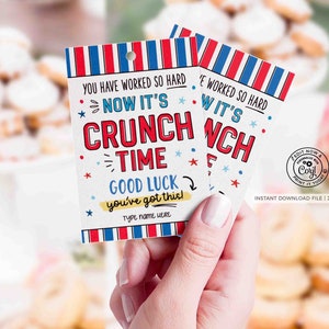 Étiquette porte-bonheur modifiable Crunch Time Bonne chance imprimable, compétition par équipe, étiquette de bonne chance PTA Pto Test, prise de jeu de mots au chocolat, TÉLÉCHARGEMENT IMMÉDIAT