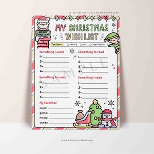 Weihnachtswunschliste für Kinder, Printable Feiertage Wunschliste Vorlage, Santa Wunschliste, Brief an Santa, Junge, Mädchen, INSTANT DOWNLOAD 600 FECH