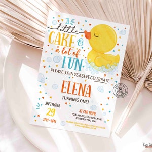 Rubber Ducky birthday invitation Yellow Rubber duck Birthday invitation Printable blue yellow duck party invitations watercolors duck invite