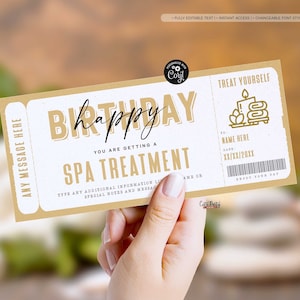 Spa-Geschenkgutschein-Zertifikat-Vorlage, Massage-Geschenkgutschein, Spa-Behandlung-Salon-Geschenkidee für Mutter, Frau, Nichte SOFORTIGER DOWNLOAD