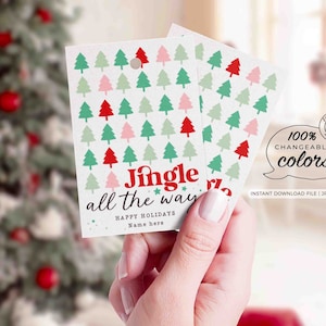 Kerst Jingle helemaal cadeau tags afdrukbare INSTANT DOWNLOAD Bewerkbare Retro Happy Holidays cadeau Tag Minimal Merry Christmas cadeau voor