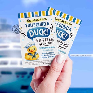 Editable You found a Duck Cruising Ducks Tag template Cruise ship rubber ducks Game Printable Tag Duck Favor #cruisingducks INSTANT DOWNLOAD