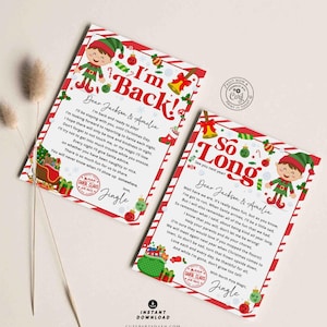 Elf I'm Back letter from elf Bundle INSTANT DOWNLOAD Hello Letter from Elf EDITABLE Arrival Departure Note Goodbye greetings Printable 600