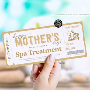Mother's Day Gift Spa Gift Voucher Certificate, Massage Gift Voucher, Spa Treatment Salon Gift Idea for mom, wife, niece INSTANT DOWNLOAD