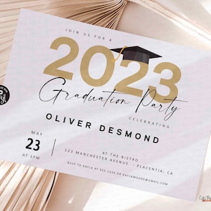 Graduation Party invitation Template EDITABLE Printable Minimalist Calligraphy Graduation 2023 Digital Invite Card INSTANT DOWNLOAD #420