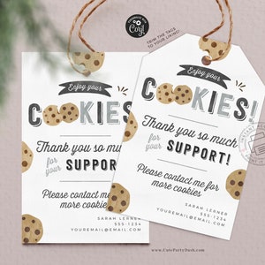 Bearbeitbarer Cookie Dankeschön-Tag, Scout Cookie Sale-Tag, Cookie Booth Sales SOFORTIGER DOWNLOAD Fundraiser Danke Unterstützung, Bake Sale TG059