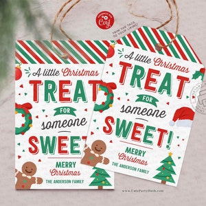 Kersttraktatie voor iemand zoet cadeaukaartje, vakantiewaardering cadeaukaartjes, gunst werknemer bedrijf personeel leraar, INSTANT DOWNLOAD BEWERKBAAR