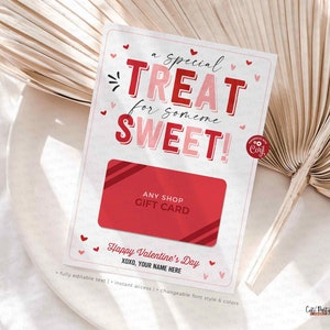 Modello modificabile di titolare della carta regalo di San Valentino Sweet Treat, titolare della carta regalo di San Valentino stampabile Little Treat DOWNLOAD immediato, insegnante