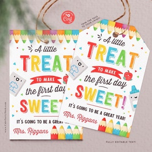 Editable Back To School Gift Tag: First Day Treat (Instant Download)