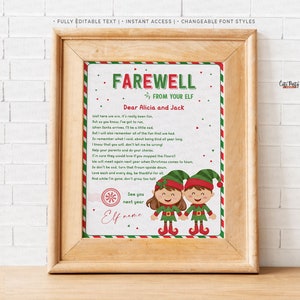 EDITÁVEL Carta de despedida do elfo, nota de partida do elfo de Natal, adeus do seu elfo, carta de partida do elfo, menino, menina DOWNLOAD INSTANTÂNEO 600