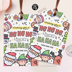 Weihnachten Geschenkanhänger zum Ausdrucken SOFORTIGER DOWNLOAD Frohe Feiertage Lustige Weihnachtsgeschenkanhänger Kinder Hohoho Weihnachtsanhänger Mitarbeiter Lehrer FECH