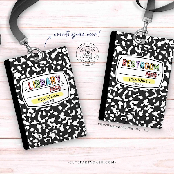 Teacher Hall Passes Template Etsy UK