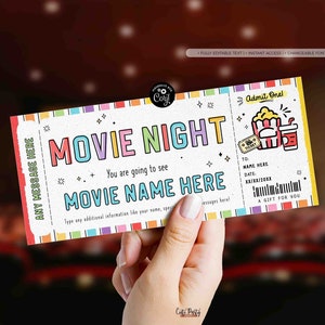 Surprise Movie Ticket Template, Gift Certificate Voucher, Birthday Movie Night Printable Theatre Cinema Premier Coupon #175 INSTANT DOWNLOAD