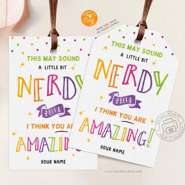 Editable May sound NERDY You are amazing candy tag Team Friend Teacher Co-Worker Printable Treat Tag Cheerleading Gift INSTANT DOWNLOAD