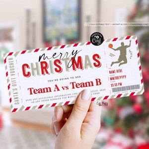 EDITABLE Christmas Basketball Game Ticket Template, Game Ticket Gift idea, Printable Surprise Game Gift Voucher Certificate INSTANT DOWNLOAD
