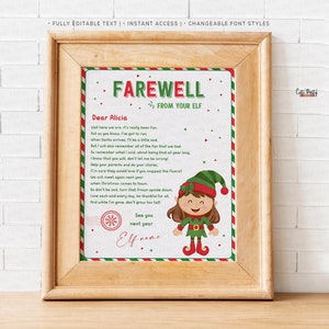 EDITÁVEL Carta de despedida do elfo, nota de partida do elfo de Natal, adeus do seu elfo, carta de partida do elfo, menino, menina DOWNLOAD INSTANTÂNEO 600