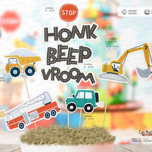 Transportation Birthday Cake Topper: Cars, Trucks Party Decor (Instant Download)