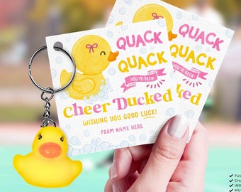 Editable You've been Cheer Ducked Tag, Cheerleader good luck treat tag, Cheer Team Printable Duck Tag, Cheer Gift ideas INSTANT DOWNLOAD