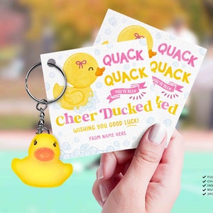 Editable You've been Cheer Ducked Tag, Cheerleader good luck treat tag, Cheer Team Printable Duck Tag, Cheer Gift ideas INSTANT DOWNLOAD