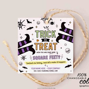 Halloween Realtor Gift Tag INSTANT DOWNLOAD Happy Halloween Treat Tag Printable Fall Marketing Pop By Tag Real Estate new house Deal Card