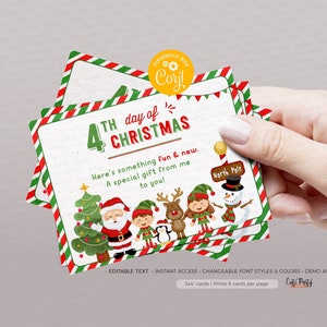Etiquetas de presente EDITÁVEIS de 12 dias de Natal, cartões de Natal de 12 dias, cartões de Natal para impressão, cartão em branco 3x4 ", DOWNLOAD INSTANTÂNEO 600