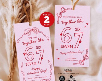 67 Valentine's Day Gift Tags, Kids Classroom Exchange (Printable)