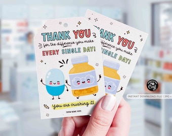 Pharmacy Week Gift Tag: Editable Thank You Card (Instant Download)