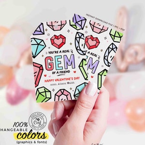 Valentinstag Kinder Klassenzimmer Ring Valentine Pop Edelstein Punny Tags druckbare SOFORTIGER DOWNLOAD Happy Valentine's Day Wortspiel Karte EDITIERBARE Gem