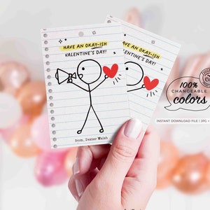Cartões engraçados para o dia dos namorados, download instantâneo para impressão em sala de aula, etiqueta escolar para crianças, feliz dia dos namorados, cartão de humor editável