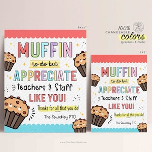 Editable Muffin To Do Appreciation Week Sign, Printable Muffin  Staff Volunteer Thank You Appreciation Week, Nurse, INSTANT DOWNLOAD