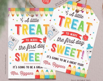 Editable Back To School Gift Tag: First Day Treat (Instant Download)