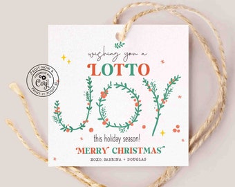 Christmas Wishing you a Lotto Holiday Cheer Gift Tag Printable INSTANT DOWNLOAD Holiday Appreciation Lottery Ticket EDITABLE Gift Tag