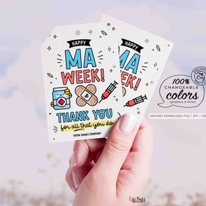 Medical Assistant Week Printable Gift Tag INSTANT DOWNLOAD Editable Happy MA Week Appreciation Gifts Medical Assistant Recognition Label