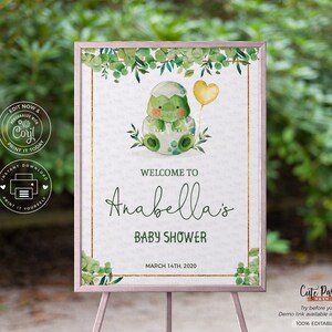 EDITABLE Dinosaur Baby Shower greenery sign INSTANT DOWNLOAD