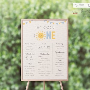 Letrero de pizarra con el cumpleaños de Little Sunshine, póster editable, tablero de hitos del bebé imprimible con diseño de sol bohemio, decoración de sol, DESCARGA INSTANTÁNEA 446