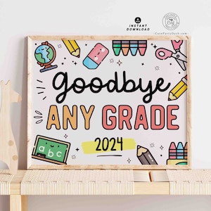 Laatste schooldag bord afdrukbare INSTANT DOWNLOAD BEWERKBARE einde schooljaar aandenken schoolbord bord foto prop laatste schooldag