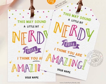 Editable May sound NERDY You are amazing candy tag Team Friend Teacher Co-Worker Printable Treat Tag Cheerleading Gift INSTANT DOWNLOAD