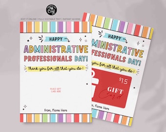 Administrative Professionals Day Gift Card Holder: Printable Thank You (Instant Download)